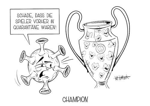 Cartoon: Champion (medium) by Mirco Tomicek tagged champions,league,champion,fc,bayern,münchen,fcb,paris,st,germain,fußball,football,triple,corona,covid19,virus,infiziert,quarantäne,abstand,abstandsregeln,masken,maskenpflicht,sport,karikatur,cartoon,mirco,tomicek,champions,league,champion,fc,bayern,münchen,fcb,paris,st,germain,fußball,football,triple,corona,covid19,virus,infiziert,quarantäne,abstand,abstandsregeln,masken,maskenpflicht,sport,karikatur,cartoon,mirco,tomicek