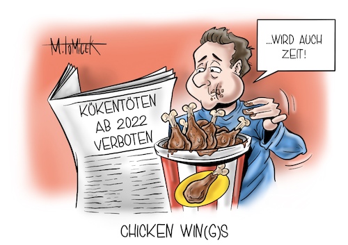 Cartoon: Chicken wins (medium) by Mirco Tomicek tagged julia,klöckner,bundesagrarministerin,cdu,küken,kückentöten,legehennenzucht,henne,hühner,hennenzucht,zucht,legebatterien,kückenschreddern,schreddern,vergasen,töten,eier,ei,geschlecht,erkennen,umwelt,tier,tiere,tierschutz,schutz,umweltschutz,viehhandel,essen,nahrung,chicken,cartoon,karikatur,mirco,tomicek,julia,klöckner,bundesagrarministerin,cdu,küken,kückentöten,legehennenzucht,henne,hühner,hennenzucht,zucht,legebatterien,kückenschreddern,schreddern,vergasen,töten,eier,ei,geschlecht,erkennen,umwelt,tier,tiere,tierschutz,schutz,umweltschutz,viehhandel,essen,nahrung,chicken,cartoon,karikatur,mirco,tomicek