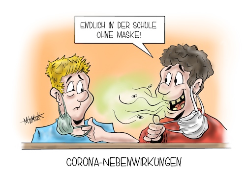 Cartoon: Corona-Nebenwirkungen (medium) by Mirco Tomicek tagged maskenpflicht,masken,pflicht,schule,schulen,nrw,schüler,lehrer,unterricht,zwang,nebenwirkungen,corona,covid19,cartoon,karikatur,mirco,tomicek,maskenpflicht,masken,pflicht,schule,schulen,nrw,schüler,lehrer,unterricht,zwang,nebenwirkungen,corona,covid19,cartoon,karikatur,mirco,tomicek