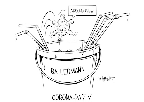 Cartoon: Corona-Party (medium) by Mirco Tomicek tagged ballermann,zweites,ischgl,corona,covid19,spahn,mallorca,maskenpflicht,masken,maske,gesundheit,virus,anstecken,infizieren,party,partyfolk,feiern,coronaparty,spanien,deutsche,touristen,urlauber,urlaub,reise,trinken,karikatur,cartoon,mirco,tomicek,ballermann,zweites,ischgl,corona,covid19,spahn,mallorca,maskenpflicht,masken,maske,gesundheit,virus,anstecken,infizieren,party,partyfolk,feiern,coronaparty,spanien,deutsche,touristen,urlauber,urlaub,reise,trinken,karikatur,cartoon,mirco,tomicek