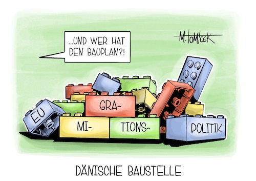 Cartoon: Dänische Baustelle (medium) by Mirco Tomicek tagged eu,staaten,europa,kopenhagen,dänemark,dänisch,migration,migrationspolitik,asyl,asylpolitik,sicherheit,sicherheitspolitik,grenzen,lego,karikatur,pressekarikatur,cartoon,mirco,tomicek,eu,staaten,europa,kopenhagen,dänemark,dänisch,migration,migrationspolitik,asyl,asylpolitik,sicherheit,sicherheitspolitik,grenzen,lego,karikatur,pressekarikatur,cartoon,mirco,tomicek