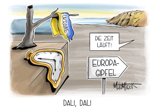 Cartoon: Dali Dali (medium) by Mirco Tomicek tagged europa,gipfel,granada,spanien,eu,epg,selenskyj,ukraine,krieg,russland,pläne,dali,uhren,karikatur,cartoon,pressekarikatur,mirco,tomicek,europa,gipfel,granada,spanien,eu,epg,selenskyj,ukraine,krieg,russland,pläne,dali,uhren,karikatur,cartoon,pressekarikatur,mirco,tomicek