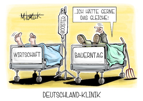 Cartoon: Deutschland-Klinik (medium) by Mirco Tomicek tagged investitionsbooster,investition,booster,wirtschaft,industrie,deutschland,ankurbeln,steuern,steuer,entlastung,bundestag,bauern,bauerntage,landwirte,landwirtschaft,krankenhaus,betten,karikatur,pressekarikatur,cartoon,mirco,tomicek,investitionsbooster,investition,booster,wirtschaft,industrie,deutschland,ankurbeln,steuern,steuer,entlastung,bundestag,bauern,bauerntage,landwirte,landwirtschaft,krankenhaus,betten,karikatur,pressekarikatur,cartoon,mirco,tomicek