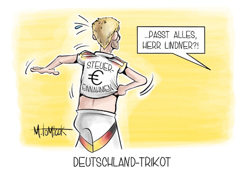 Cartoon: Deutschland-Trikot (medium) by Mirco Tomicek tagged lindner,steuern,steuerschätzung,steuereinnahmen,ergebnisse,finanzen,haushalt,prognose,dfb,em,kader,nagelsmann,nominierung,fußball,europa,meisterschaft,fußballer,nationalelf,mannschaft,deutschland,trikot,cartoon,karikatur,pressekarikatur,mirco,tomicek,lindner,steuern,steuerschätzung,steuereinnahmen,ergebnisse,finanzen,haushalt,prognose,dfb,em,kader,nagelsmann,nominierung,fußball,europa,meisterschaft,fußballer,nationalelf,mannschaft,deutschland,trikot,cartoon,karikatur,pressekarikatur,mirco,tomicek