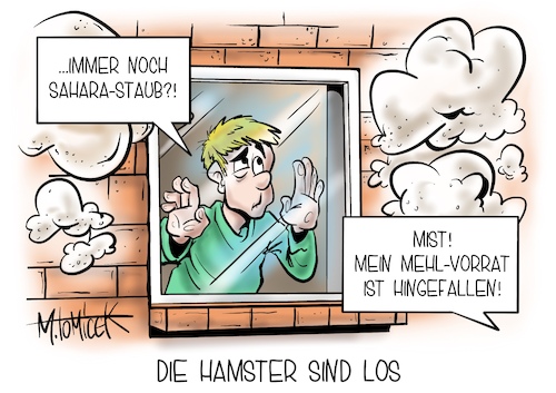 Cartoon: Die Hamster sind los (medium) by Mirco Tomicek tagged sahara,staub,nebel,sand,rot,wetter,phänomen,deutschland,himmel,regen,staubig,hamstereinkäufe,einkäufe,hamster,hamstern,mehl,klopapier,toilettenpapier,öl,sonnenblumenöl,speiseöl,sonnenblume,knapp,vorrat,vorräte,ukraine,krieg,krise,preise,cartoon,karikatur,pressekarikatur,mirco,tomicek,sahara,staub,nebel,sand,rot,wetter,phänomen,deutschland,himmel,regen,staubig,hamstereinkäufe,einkäufe,hamster,hamstern,mehl,klopapier,toilettenpapier,öl,sonnenblumenöl,speiseöl,sonnenblume,knapp,vorrat,vorräte,ukraine,krieg,krise,preise,cartoon,karikatur,pressekarikatur,mirco,tomicek