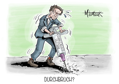 Cartoon: Durchbruch (medium) by Mirco Tomicek tagged karl,lauterbach,krankenhausreform,krankenhaus,krankenhäuser,reform,reformen,klinik,kliniken,klinkreform,gesundheit,arzt,ärzte,versorgung,karikatur,pressekarikatur,cartoon,mirco,tomicek,karl,lauterbach,krankenhausreform,krankenhaus,krankenhäuser,reform,reformen,klinik,kliniken,klinkreform,gesundheit,arzt,ärzte,versorgung,karikatur,pressekarikatur,cartoon,mirco,tomicek