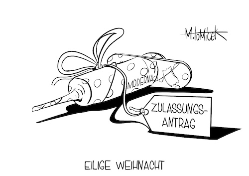 Cartoon: Eilige Weihnacht (medium) by Mirco Tomicek tagged moderna,antrag,zulassung,corona,impfstoff,impfung,impfen,eu,europa,amerika,beantragen,zulassungsantrag,anträge,medizin,forschung,antivirus,viren,virus,bekämpfung,pandemie,lockdown,shutdown,spritze,weihnachten,weihnachtszeit,ferien,weihnachtsgeschenk,geschenk,eilig,schnell,eil,eile,verpackung,karikatur,pressekarikatur,cartoon,mirco,tomicek,moderna,antrag,zulassung,corona,impfstoff,impfung,impfen,eu,europa,amerika,beantragen,zulassungsantrag,anträge,medizin,forschung,antivirus,viren,virus,bekämpfung,pandemie,lockdown,shutdown,spritze,weihnachten,weihnachtszeit,ferien,weihnachtsgeschenk,geschenk,eilig,schnell,eil,eile,verpackung,karikatur,pressekarikatur,cartoon,mirco,tomicek