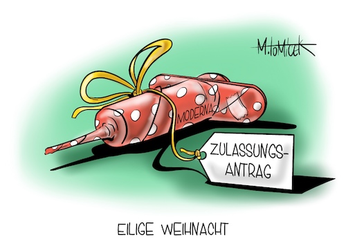 Cartoon: Eilige Weihnacht (medium) by Mirco Tomicek tagged moderna,antrag,zulassung,corona,impfstoff,impfung,impfen,eu,europa,amerika,beantragen,zulassungsantrag,anträge,medizin,forschung,antivirus,viren,virus,bekämpfung,pandemie,lockdown,shutdown,spritze,weihnachten,weihnachtszeit,ferien,weihnachtsgeschenk,geschenk,eilig,schnell,eil,eile,verpackung,karikatur,pressekarikatur,cartoon,mirco,tomicek,moderna,antrag,zulassung,corona,impfstoff,impfung,impfen,eu,europa,amerika,beantragen,zulassungsantrag,anträge,medizin,forschung,antivirus,viren,virus,bekämpfung,pandemie,lockdown,shutdown,spritze,weihnachten,weihnachtszeit,ferien,weihnachtsgeschenk,geschenk,eilig,schnell,eil,eile,verpackung,karikatur,pressekarikatur,cartoon,mirco,tomicek