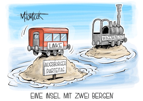 Cartoon: Eine Insel mit zwei Bergen (medium) by Mirco Tomicek tagged linke,parteitag,linken,partei,tag,augsburg,puppenkiste,austritt,sahra,wagenknecht,linksfraktion,jim,knopf,cartoon,karikatur,pressekarikatur,mirco,tomicek,linke,parteitag,linken,partei,tag,augsburg,puppenkiste,austritt,sahra,wagenknecht,linksfraktion,jim,knopf,cartoon,karikatur,pressekarikatur,mirco,tomicek