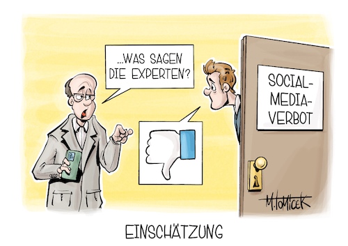 Cartoon: Einschätzung (medium) by Mirco Tomicek tagged social,media,verbot,socialmedia,für,kinder,eltern,sucht,suchtgefahr,experten,kommission,hürden,karikatur,cartoon,pressekarikatur,mirco,tomicek,social,media,verbot,socialmedia,für,kinder,eltern,sucht,suchtgefahr,experten,kommission,hürden,karikatur,cartoon,pressekarikatur,mirco,tomicek