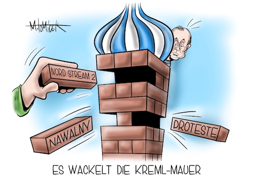 Cartoon: Es wackelt die Kreml-Mauer (medium) by Mirco Tomicek tagged wladimir,putin,kreml,moskau,nord,stream,gestoppt,stoppt,alexej,nawalny,vergiftung,verhaftung,haft,demonstranten,demos,proteste,protest,polizei,gewalt,polizeigewalt,russland,russische,ostsee,pipeline,freiheit,cartoon,karikatur,pressekarikatur,mirco,tomicek,wladimir,putin,kreml,moskau,nord,stream,gestoppt,stoppt,alexej,nawalny,vergiftung,verhaftung,haft,demonstranten,demos,proteste,protest,polizei,gewalt,polizeigewalt,russland,russische,ostsee,pipeline,freiheit,cartoon,karikatur,pressekarikatur,mirco,tomicek