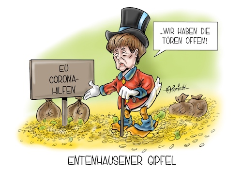 Cartoon: EU-Gipfel (medium) by Mirco Tomicek tagged eu,gipfel,corona,verhandlung,verhandlungen,wiederaufbauplan,wiederaufbau,covid19,billionen,gipfeltreffen,treffen,angela,merkel,präsidentschaft,pandemie,virus,regierungschef,rettungspaket,finanzpaket,konjunkturpaket,europa,hilfspaket,entenhausen,dagobert,duck,karikatur,cartoon,mirco,tomicek,eu,gipfel,corona,verhandlung,verhandlungen,wiederaufbauplan,wiederaufbau,covid19,billionen,gipfeltreffen,treffen,angela,merkel,präsidentschaft,pandemie,virus,regierungschef,rettungspaket,finanzpaket,konjunkturpaket,europa,hilfspaket,entenhausen,dagobert,duck,karikatur,cartoon,mirco,tomicek