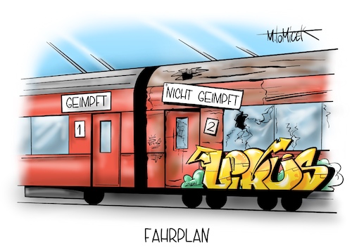 Cartoon: Fahrplan (medium) by Mirco Tomicek tagged impfgipfel,impf,gipfel,impfungen,impfung,geimpft,nicht,genesen,genesene,corona,regeln,lockerung,lockerungen,maßnahmen,gelockert,extra,privileg,privilegien,bund,länder,vorteile,impfvorteile,klassen,klassengesellschaft,gesellschaft,erste,zweite,klasse,reisen,zug,fahrplan,impfstrategie,impfplan,impfreihenfolge,reihenfolge,cartoon,karikatur,pressekarikatur,mirco,tomicek,impfgipfel,impf,gipfel,impfungen,impfung,geimpft,nicht,genesen,genesene,corona,regeln,lockerung,lockerungen,maßnahmen,gelockert,extra,privileg,privilegien,bund,länder,vorteile,impfvorteile,klassen,klassengesellschaft,gesellschaft,erste,zweite,klasse,reisen,zug,fahrplan,impfstrategie,impfplan,impfreihenfolge,reihenfolge,cartoon,karikatur,pressekarikatur,mirco,tomicek