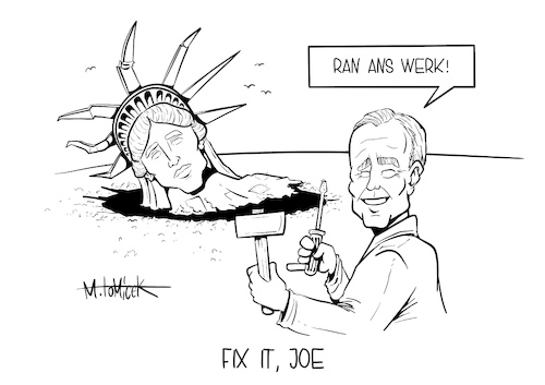 Cartoon: Fix it Joe (medium) by Mirco Tomicek tagged joe,biden,wahl,wahlsieger,wahlsieg,kongress,bestätigt,sturm,us,usa,kapitol,capitol,amerika,washington,donald,trump,präsident,präsidenschaftswahl,president,wahlen,freiheit,proud,boys,liberty,stürmung,anhänger,mitläufer,polizei,demonstration,cartoon,karikatur,pressekarikatur,mirco,tomicek,joe,biden,wahl,wahlsieger,wahlsieg,kongress,bestätigt,sturm,us,usa,kapitol,capitol,amerika,washington,donald,trump,präsident,präsidenschaftswahl,president,wahlen,freiheit,proud,boys,liberty,stürmung,anhänger,mitläufer,polizei,demonstration,cartoon,karikatur,pressekarikatur,mirco,tomicek