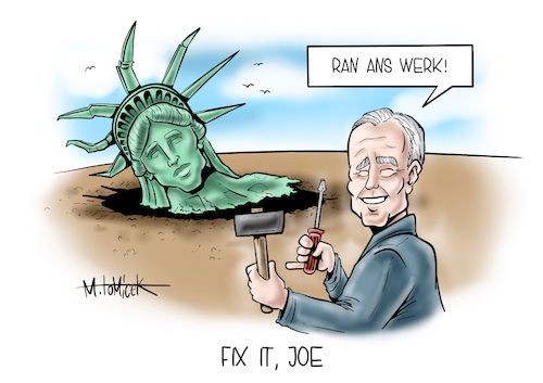 Cartoon: Fix it Joe (medium) by Mirco Tomicek tagged joe,biden,wahl,wahlsieger,wahlsieg,kongress,bestätigt,sturm,us,usa,kapitol,capitol,amerika,washington,donald,trump,präsident,präsidenschaftswahl,president,wahlen,freiheit,proud,boys,liberty,stürmung,anhänger,mitläufer,polizei,demonstration,cartoon,karikatur,pressekarikatur,mirco,tomicek,joe,biden,wahl,wahlsieger,wahlsieg,kongress,bestätigt,sturm,us,usa,kapitol,capitol,amerika,washington,donald,trump,präsident,präsidenschaftswahl,president,wahlen,freiheit,proud,boys,liberty,stürmung,anhänger,mitläufer,polizei,demonstration,cartoon,karikatur,pressekarikatur,mirco,tomicek