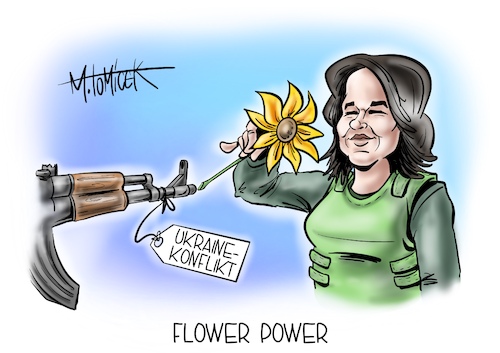 Cartoon: Flower Power (medium) by Mirco Tomicek tagged annalena,baerbock,außenministerin,front,frontlinie,ostukraine,ukraine,konflikt,russland,moskau,frieden,helme,waffenlieferung,waffen,lieferung,deutschland,grüne,politik,cartoon,karikatur,pressekarikatur,mirco,tomicek,annalena,baerbock,außenministerin,front,frontlinie,ostukraine,ukraine,konflikt,russland,moskau,frieden,helme,waffenlieferung,waffen,lieferung,deutschland,grüne,politik,cartoon,karikatur,pressekarikatur,mirco,tomicek