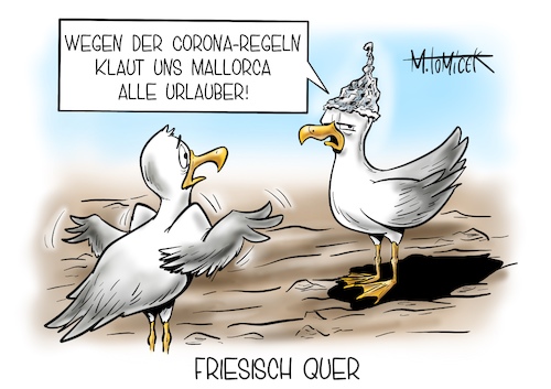 Cartoon: Friesisch Quer (medium) by Mirco Tomicek tagged urlaub,reisen,einreise,kurzurlaub,test,schnelltests,tests,selbsttest,urlauber,flugzeug,flieger,mallorca,spanien,ostfriesland,friesisch,friesland,querdenker,demos,quer,demonstrationen,aluhut,alu,möwe,möwen,tiere,corona,covid19,lockdown,shutdown,coronaregeln,regeln,maßanhemen,pandemie,cartoon,karikatur,pressekarikatur,mirco,tomicek,urlaub,reisen,einreise,kurzurlaub,test,schnelltests,tests,selbsttest,urlauber,flugzeug,flieger,mallorca,spanien,ostfriesland,friesisch,friesland,querdenker,demos,quer,demonstrationen,aluhut,alu,möwe,möwen,tiere,corona,covid19,lockdown,shutdown,coronaregeln,regeln,maßanhemen,pandemie,cartoon,karikatur,pressekarikatur,mirco,tomicek