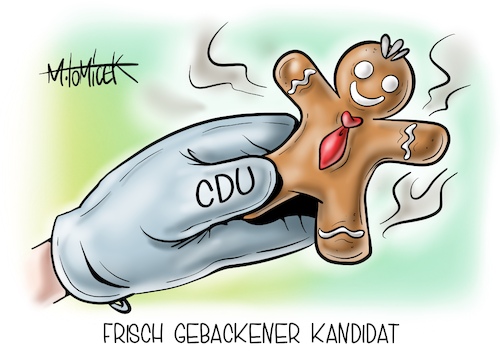 Cartoon: Frisch gebackener Kandidat (medium) by Mirco Tomicek tagged cdu,christdemokraten,mitgliederbefragung,mitglieder,befragung,nachfolge,armin,laschet,partei,parteichef,friedrich,merz,norbert,röttgen,helge,braun,bundestag,stimmen,kandidaten,wahl,wahlen,weihnachten,weihnachtsbäckerei,weihnachtsplätzchen,lebkuchen,lebkuchenmännchen,cartoon,karikatur,pressekarikatur,mirco,tomicek,cdu,christdemokraten,mitgliederbefragung,mitglieder,befragung,nachfolge,armin,laschet,partei,parteichef,friedrich,merz,norbert,röttgen,helge,braun,bundestag,stimmen,kandidaten,wahl,wahlen,weihnachten,weihnachtsbäckerei,weihnachtsplätzchen,lebkuchen,lebkuchenmännchen,cartoon,karikatur,pressekarikatur,mirco,tomicek