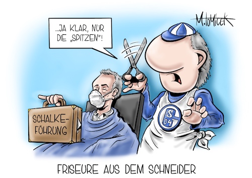 Cartoon: Friseure aus dem Schneider (medium) by Mirco Tomicek tagged schalke,04,s04,debakel,spitze,führungsspitzen,trainer,gross,sportchef,chef,schneider,sportvorstand,sport,vorstand,trennung,trennt,feuert,bundesliga,tabellenletzter,tabelle,erwin,fußball,fußballer,fußballverein,maskottchen,friseure,friseur,öffnung,lockdown,shutdown,eröffnung,wiederöffnung,lockerung,corona,covid19,virus,pandemie,haare,haareschneiden,scheiden,haar,frisur,cartoon,karikatur,pressekarikatur,mirco,tomicek,schalke,04,s04,debakel,spitze,führungsspitzen,trainer,gross,sportchef,chef,schneider,sportvorstand,sport,vorstand,trennung,trennt,feuert,bundesliga,tabellenletzter,tabelle,erwin,fußball,fußballer,fußballverein,maskottchen,friseure,friseur,öffnung,lockdown,shutdown,eröffnung,wiederöffnung,lockerung,corona,covid19,virus,pandemie,haare,haareschneiden,scheiden,haar,frisur,cartoon,karikatur,pressekarikatur,mirco,tomicek