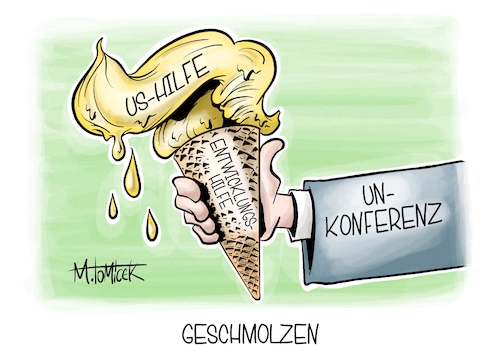 Cartoon: Geschmolzen (medium) by Mirco Tomicek tagged un,konferenz,entwicklung,entwicklungshilfe,hilfe,entwicklungsfinanzierung,finanzierung,us,usa,amerika,donald,trump,politik,deutschland,eis,hitze,hitzewelle,sonne,sommer,heiß,wetter,hitzewetter,karikatur,pressekarikatur,cartoon,mirco,tomicek,un,konferenz,entwicklung,entwicklungshilfe,hilfe,entwicklungsfinanzierung,finanzierung,us,usa,amerika,donald,trump,politik,deutschland,eis,hitze,hitzewelle,sonne,sommer,heiß,wetter,hitzewetter,karikatur,pressekarikatur,cartoon,mirco,tomicek