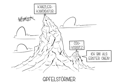 Cartoon: Gipfelstürmer (medium) by Mirco Tomicek tagged cdu,parteitag,2021,wahl,wahlen,vorsitz,vorsitzenden,vorsitzender,programm,kanzler,kanzlerfrage,kanzlerkandidatur,kanzlerkandidat,digital,online,videokonferenz,union,csu,partei,nachfolge,armin,laschet,friedrich,merz,norbert,röttgen,gipfel,berg,berge,gipfelstürmer,corona,covid19,cartoon,karikatur,pressekarikatur,mirco,tomicek,cdu,parteitag,2021,wahl,wahlen,vorsitz,vorsitzenden,vorsitzender,programm,kanzler,kanzlerfrage,kanzlerkandidatur,kanzlerkandidat,digital,online,videokonferenz,union,csu,partei,nachfolge,armin,laschet,friedrich,merz,norbert,röttgen,gipfel,berg,berge,gipfelstürmer,corona,covid19,cartoon,karikatur,pressekarikatur,mirco,tomicek