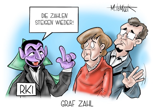 Cartoon: Graf Zahl (medium) by Mirco Tomicek tagged bundeskanzlerin,angela,merkel,jens,spahn,besuch,robert,koch,institut,berlin,rki,inzidenz,inzidenzwert,inzidenzzahl,sieben,tage,corona,neuinfektionen,infektion,steigt,steigen,weiter,an,deutschland,virus,viren,delta,variante,deltavariante,gesundheit,krankenhäuser,impfung,impfstrategie,geimpfte,impfkampagne,graf,zahl,sesamstraße,cartoon,karikatur,pressekarikatur,mirco,tomicek,bundeskanzlerin,angela,merkel,jens,spahn,besuch,robert,koch,institut,berlin,rki,inzidenz,inzidenzwert,inzidenzzahl,sieben,tage,corona,neuinfektionen,infektion,steigt,steigen,weiter,an,deutschland,virus,viren,delta,variante,deltavariante,gesundheit,krankenhäuser,impfung,impfstrategie,geimpfte,impfkampagne,graf,zahl,sesamstraße,cartoon,karikatur,pressekarikatur,mirco,tomicek