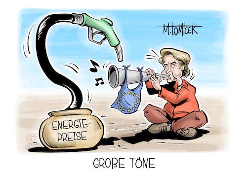 Cartoon: Große Töne (medium) by Mirco Tomicek tagged ursula,von,der,leyen,eu,europa,senkung,energiepreise,energie,preise,preissenkung,benzin,benzinpreise,spritpreise,sprit,tanken,tankstelle,auto,öl,ölpreise,anstieg,iran,krieg,reserven,reserve,karikatur,cartoon,pressekarikatur,mirco,tomicek,ursula,von,der,leyen,eu,europa,senkung,energiepreise,energie,preise,preissenkung,benzin,benzinpreise,spritpreise,sprit,tanken,tankstelle,auto,öl,ölpreise,anstieg,iran,krieg,reserven,reserve,karikatur,cartoon,pressekarikatur,mirco,tomicek