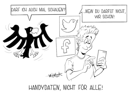 Cartoon: Handydaten nicht für alle! (medium) by Mirco Tomicek tagged handydaten,internetdaten,daten,nutzerdaten,datensammlung,auswertung,verfassungsgericht,staat,deutschland,polizei,zugriff,eu,europa,apps,telefon,telefondaten,kommunikation,kommunikationsdaten,anbieter,telefonanbieter,standort,webseiten,karikatur,cartoon,mirco,tomicek,handydaten,internetdaten,daten,nutzerdaten,datensammlung,auswertung,verfassungsgericht,staat,deutschland,polizei,zugriff,eu,europa,apps,telefon,telefondaten,kommunikation,kommunikationsdaten,anbieter,telefonanbieter,standort,webseiten,karikatur,cartoon,mirco,tomicek