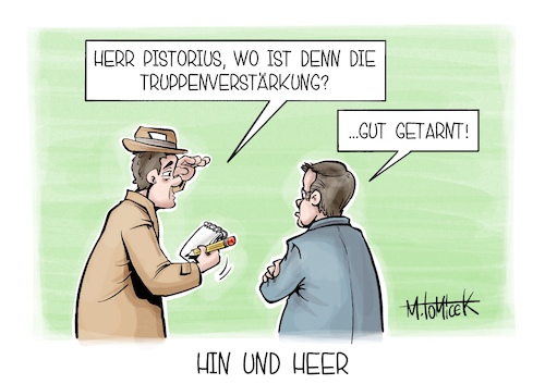 Cartoon: Hin und Heer (medium) by Mirco Tomicek tagged bundeswehr,soldaten,soldat,heer,pistorius,verteidigung,verstärkung,truppen,deutschland,militär,karikatur,cartoon,pressekarikatur,mirco,tomicek,bundeswehr,soldaten,soldat,heer,pistorius,verteidigung,verstärkung,truppen,deutschland,militär,karikatur,cartoon,pressekarikatur,mirco,tomicek