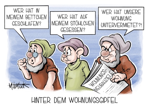 Cartoon: Hinter dem Wohnungsgipfel (medium) by Mirco Tomicek tagged bundesbauministerin,klara,geywitz,neubau,wohnungen,wohnung,wohnungsbau,bauen,bau,wohnungsgipfel,wohngipfel,wohnungsbaugipfel,mieter,vermieter,disney,sieben,zwerge,cartoon,karikatur,pressekarikatur,mirco,tomicek,bundesbauministerin,klara,geywitz,neubau,wohnungen,wohnung,wohnungsbau,bauen,bau,wohnungsgipfel,wohngipfel,wohnungsbaugipfel,mieter,vermieter,disney,sieben,zwerge,cartoon,karikatur,pressekarikatur,mirco,tomicek