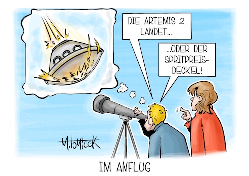 Cartoon: Im Anflug (medium) by Mirco Tomicek tagged mond,mondmission,artemis,mondflug,anflug,landung,astronauten,weltall,spritpreis,deckel,spritpreisdeckel,benzin,tanken,tankstellen,energiepreise,gipfel,klingbeil,karikatur,cartoon,pressekarikatur,mirco,tomicek,mond,mondmission,artemis,mondflug,anflug,landung,astronauten,weltall,spritpreis,deckel,spritpreisdeckel,benzin,tanken,tankstellen,energiepreise,gipfel,klingbeil,karikatur,cartoon,pressekarikatur,mirco,tomicek