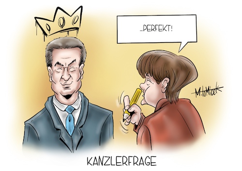 Cartoon: Kanzlerfrage (medium) by Mirco Tomicek tagged kanzlerfrage,besuch,in,bayern,angela,merkel,bundeskanzlerin,markus,söder,cdu,csu,schloss,herrenchiemsee,corona,covid19,gast,mit,kutsche,karikatur,mirco,tomicek,cartoon,kanzlerfrage,besuch,in,bayern,angela,merkel,bundeskanzlerin,markus,söder,cdu,csu,schloss,herrenchiemsee,corona,covid19,gast,mit,kutsche,karikatur,mirco,tomicek,cartoon