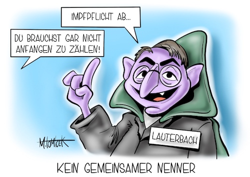 Cartoon: Kein gemeinsamer Nenner (medium) by Mirco Tomicek tagged bundestag,debatte,impfpflicht,impfung,impfungen,ab,60,abstimmung,abgestimmt,stimmen,abgeordnete,ampelkoalition,koalition,ampel,gegen,gegenstimmen,corona,impfstoff,karl,lauterbach,inzidenz,inzidenzwert,geimpft,graf,zahl,sesamstraße,cartoon,karikatur,pressekarikatur,mirco,tomicek,bundestag,debatte,impfpflicht,impfung,impfungen,ab,60,abstimmung,abgestimmt,stimmen,abgeordnete,ampelkoalition,koalition,ampel,gegen,gegenstimmen,corona,impfstoff,karl,lauterbach,inzidenz,inzidenzwert,geimpft,graf,zahl,sesamstraße,cartoon,karikatur,pressekarikatur,mirco,tomicek