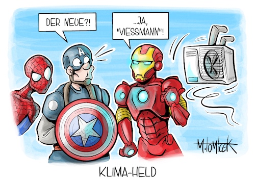 Cartoon: Klima-Held (medium) by Mirco Tomicek tagged viessmann,wärmepumpen,hersteller,wärmepumpe,heizung,heizen,umrüsten,amerika,verkauf,usa,robert,habeck,prüfen,carrier,global,verkaufen,marvel,avengers,ironman,spiderman,captain,america,cartoon,karikatur,pressekarikatur,mirco,tomicek,viessmann,wärmepumpen,hersteller,wärmepumpe,heizung,heizen,umrüsten,amerika,verkauf,usa,robert,habeck,prüfen,carrier,global,verkaufen,marvel,avengers,ironman,spiderman,captain,america,cartoon,karikatur,pressekarikatur,mirco,tomicek