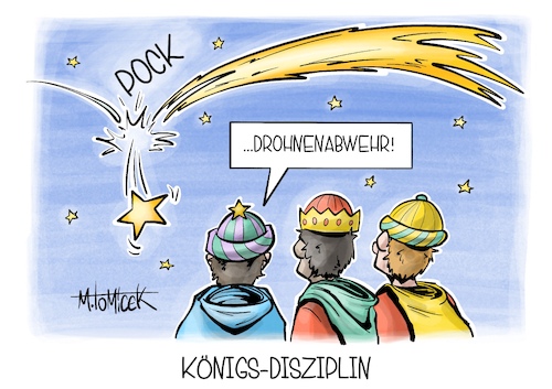 Cartoon: Königs-Disziplin (medium) by Mirco Tomicek tagged innenministerkonferenz,konferenz,innenminister,bremen,drohnen,drohne,drohnenabwehr,abwehr,abwehren,soldaten,verteidigung,bedrohungen,drei,könige,weihnachten,karikatur,pressekarikatur,cartoon,mirco,tomicek,innenministerkonferenz,konferenz,innenminister,bremen,drohnen,drohne,drohnenabwehr,abwehr,abwehren,soldaten,verteidigung,bedrohungen,drei,könige,weihnachten,karikatur,pressekarikatur,cartoon,mirco,tomicek