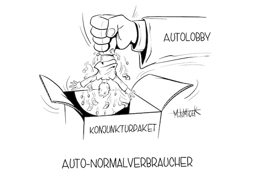 Cartoon: Konjunkturpaket (medium) by Mirco Tomicek tagged konjunkturpaket,steuer,kfz,auto,autolobby,autoindustrie,groko,autoprämie,koalition,konjunkturpaket,steuer,kfz,auto,autolobby,autoindustrie,groko,autoprämie,koalition