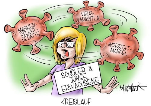 Cartoon: Kreislauf (medium) by Mirco Tomicek tagged jens,spahn,masken,maskenpflicht,debatte,maske,mund,nasen,schutz,schutzmasken,ffp2,pflicht,infektionszahlen,fallende,inzidenz,inzidenzzahlen,urlaub,reisen,innenstadt,im,freien,abschaffung,impfstoffmangel,impfstoff,mangel,impfungen,impfung,schüler,schülerinnen,junge,erwachsene,schule,lehrer,virus,varianten,viren,cartoon,karikatur,pressekarikatur,mirco,tomicek,jens,spahn,masken,maskenpflicht,debatte,maske,mund,nasen,schutz,schutzmasken,ffp2,pflicht,infektionszahlen,fallende,inzidenz,inzidenzzahlen,urlaub,reisen,innenstadt,im,freien,abschaffung,impfstoffmangel,impfstoff,mangel,impfungen,impfung,schüler,schülerinnen,junge,erwachsene,schule,lehrer,virus,varianten,viren,cartoon,karikatur,pressekarikatur,mirco,tomicek