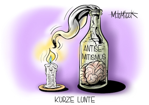 Cartoon: Kurze Lunte (medium) by Mirco Tomicek tagged bonn,münster,israelflaggen,flagge,gelesnkirchen,antisemitisch,antisemitismus,aufmarsch,demo,demonstrationen,nahost,nahostkonflikt,konflikt,gaza,gazastreifen,jerusalem,gewalt,synagoge,palästina,palästinenser,cartoon,karikatur,pressekarikatur,mirco,tomicek,bonn,münster,israelflaggen,flagge,gelesnkirchen,antisemitisch,antisemitismus,aufmarsch,demo,demonstrationen,nahost,nahostkonflikt,konflikt,gaza,gazastreifen,jerusalem,gewalt,synagoge,palästina,palästinenser,cartoon,karikatur,pressekarikatur,mirco,tomicek