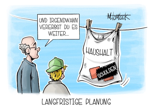 Cartoon: Langfristige Planung (medium) by Mirco Tomicek tagged haushalt,haushaltsplanung,rekordinvestitionen,investitionen,finanzen,geld,finanzminister,lars,klingbeil,schulden,neuverschuldung,nächste,generation,haushaltsloch,haushaltsdebatte,bundestag,regierung,bundesregierung,karikatur,pressekarikatur,cartoon,mirco,tomicek,haushalt,haushaltsplanung,rekordinvestitionen,investitionen,finanzen,geld,finanzminister,lars,klingbeil,schulden,neuverschuldung,nächste,generation,haushaltsloch,haushaltsdebatte,bundestag,regierung,bundesregierung,karikatur,pressekarikatur,cartoon,mirco,tomicek