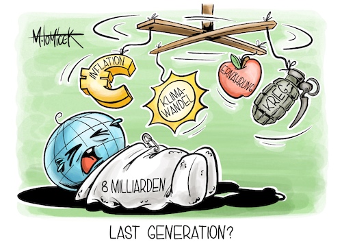 Cartoon: Last Generation? (medium) by Mirco Tomicek tagged acht,milliarden,menschen,schwelle,weltbevölkerung,bevölkerung,last,letzte,generation,krieg,hunger,ernährung,klima,klimawandel,wandel,klimaschutz,inflation,welt,cartoon,karikatur,pressekarikatur,mirco,tomicek,acht,milliarden,menschen,schwelle,weltbevölkerung,bevölkerung,last,letzte,generation,krieg,hunger,ernährung,klima,klimawandel,wandel,klimaschutz,inflation,welt,cartoon,karikatur,pressekarikatur,mirco,tomicek