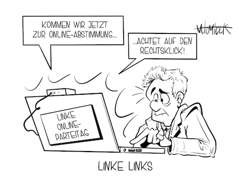 Cartoon: Linke Links (medium) by Mirco Tomicek tagged die,linke,linken,parteitag,online,videochat,digital,virtuell,virtueller,partei,parteispitze,spitze,führung,vorsitz,tag,linkspartei,wahl,abstimmung,wahlen,onlinewahl,home,homeoffice,zu,hause,cartoon,karikatur,pressekarikatur,mirco,tomicek,die,linke,linken,parteitag,online,videochat,digital,virtuell,virtueller,partei,parteispitze,spitze,führung,vorsitz,tag,linkspartei,wahl,abstimmung,wahlen,onlinewahl,home,homeoffice,zu,hause,cartoon,karikatur,pressekarikatur,mirco,tomicek