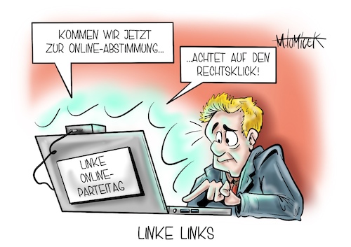 Cartoon: Linke Links (medium) by Mirco Tomicek tagged die,linke,linken,parteitag,online,videochat,digital,virtuell,virtueller,partei,parteispitze,spitze,führung,vorsitz,tag,linkspartei,wahl,abstimmung,wahlen,onlinewahl,home,homeoffice,zu,hause,cartoon,karikatur,pressekarikatur,mirco,tomicek,die,linke,linken,parteitag,online,videochat,digital,virtuell,virtueller,partei,parteispitze,spitze,führung,vorsitz,tag,linkspartei,wahl,abstimmung,wahlen,onlinewahl,home,homeoffice,zu,hause,cartoon,karikatur,pressekarikatur,mirco,tomicek