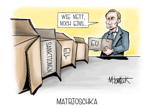 Cartoon: Matrjoschka (medium) by Mirco Tomicek tagged eu,europa,sanktion,sanktionspaket,sanktionen,paket,russland,wladimir,putin,ukraine,krieg,gas,soldaten,karikatur,pressekarikatur,cartoon,mirco,tomicek,eu,europa,sanktion,sanktionspaket,sanktionen,paket,russland,wladimir,putin,ukraine,krieg,gas,soldaten,karikatur,pressekarikatur,cartoon,mirco,tomicek