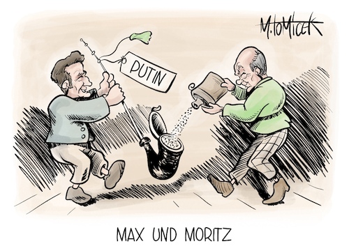 Cartoon: Max und Moritz (medium) by Mirco Tomicek tagged olaf,scholz,emmanuel,macron,kurzbesuch,ukraine,krieg,russland,putin,sanktion,sanktionen,gas,gaslieferung,preise,gaspreise,wahl,wahlen,max,und,moritz,cartoon,karikatur,pressekarikatur,mirco,tomicek,olaf,scholz,emmanuel,macron,kurzbesuch,ukraine,krieg,russland,putin,sanktion,sanktionen,gas,gaslieferung,preise,gaspreise,wahl,wahlen,max,und,moritz,cartoon,karikatur,pressekarikatur,mirco,tomicek