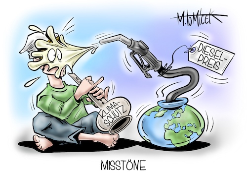 Cartoon: Misstöne (medium) by Mirco Tomicek tagged adac,diesel,dieselpreise,deutschland,rekord,rekordhoch,zapfsäule,zapfhahn,säule,tank,tanken,geld,preise,verbrenner,öl,ölpreise,klimaschutz,klima,umwelt,umweltschutz,welt,erde,michel,cartoon,karikatur,pressekarikatur,mirco,tomicek,adac,diesel,dieselpreise,deutschland,rekord,rekordhoch,zapfsäule,zapfhahn,säule,tank,tanken,geld,preise,verbrenner,öl,ölpreise,klimaschutz,klima,umwelt,umweltschutz,welt,erde,michel,cartoon,karikatur,pressekarikatur,mirco,tomicek