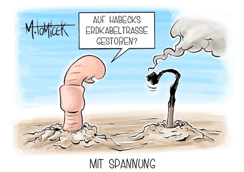 Cartoon: Mit Spannung (medium) by Mirco Tomicek tagged robert,habeck,bundeswirtschaftsminister,strom,energie,energiewende,erdkabel,erdkabeltrasse,trasse,windkraft,windenergie,energien,nordsee,nordrhein,westfalen,nrw,karikatur,cartoon,pressekarikatur,mirco,tomicek,robert,habeck,bundeswirtschaftsminister,strom,energie,energiewende,erdkabel,erdkabeltrasse,trasse,windkraft,windenergie,energien,nordsee,nordrhein,westfalen,nrw,karikatur,cartoon,pressekarikatur,mirco,tomicek