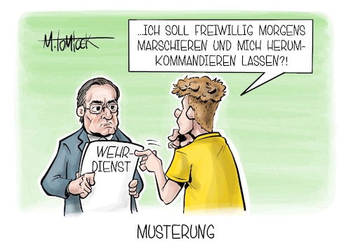 Cartoon: Musterung (medium) by Mirco Tomicek tagged kabinett,wehrdienstgesetz,freiwilliger,wehrdienst,gesetz,bundeswehr,soldat,soldaten,musterung,wehrpflicht,debatte,pistorius,karikatur,pressekarikatur,cartoon,mirco,tomicek,kabinett,wehrdienstgesetz,freiwilliger,wehrdienst,gesetz,bundeswehr,soldat,soldaten,musterung,wehrpflicht,debatte,pistorius,karikatur,pressekarikatur,cartoon,mirco,tomicek