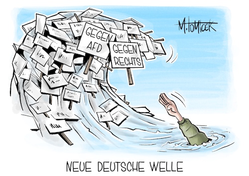 Cartoon: Neue Deutsche Welle (medium) by Mirco Tomicek tagged demos,demonstrationen,demonstrieren,rechts,rechtsextremismus,proteste,protest,afd,partei,karikatur,pressekarikatur,cartoon,mirco,tomicek,demos,demonstrationen,demonstrieren,rechts,rechtsextremismus,proteste,protest,afd,partei,karikatur,pressekarikatur,cartoon,mirco,tomicek