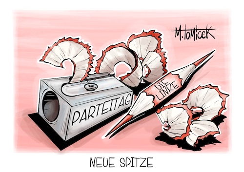 Cartoon: Neue Spitze (medium) by Mirco Tomicek tagged die,linke,parteitag,partei,co,vorsitz,spitze,spitzen,wahlen,karikatur,pressekarikatur,cartoon,mirco,tomicek,die,linke,parteitag,partei,co,vorsitz,spitze,spitzen,wahlen,karikatur,pressekarikatur,cartoon,mirco,tomicek