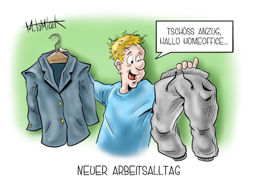 Cartoon: Neuer Arbeitsalltag (medium) by Mirco Tomicek tagged neue,homeoffice,vorgaben,home,office,arbeit,arbeiten,heimarbeit,homeschooling,arbeitgeber,arbeitnehmer,beschäftigte,deutschland,zuhause,heim,haus,pc,computer,online,digital,digitalisiert,web,internet,videochat,videokonferenz,konferenz,jogginghose,hose,jogging,corona,lockdown,shutdown,covid19,pandemie,viren,virus,cartoon,karikatur,pressekarikatur,mirco,tomicek,neue,homeoffice,vorgaben,home,office,arbeit,arbeiten,heimarbeit,homeschooling,arbeitgeber,arbeitnehmer,beschäftigte,deutschland,zuhause,heim,haus,pc,computer,online,digital,digitalisiert,web,internet,videochat,videokonferenz,konferenz,jogginghose,hose,jogging,corona,lockdown,shutdown,covid19,pandemie,viren,virus,cartoon,karikatur,pressekarikatur,mirco,tomicek